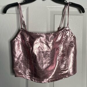 NWT Balboa metallic spaghetti strap crop top